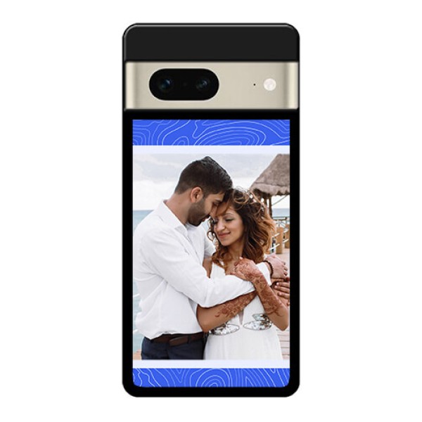 Google Pixel 7 5G Custom Glass Phone Case - Curved Line Art With Blue And White Design