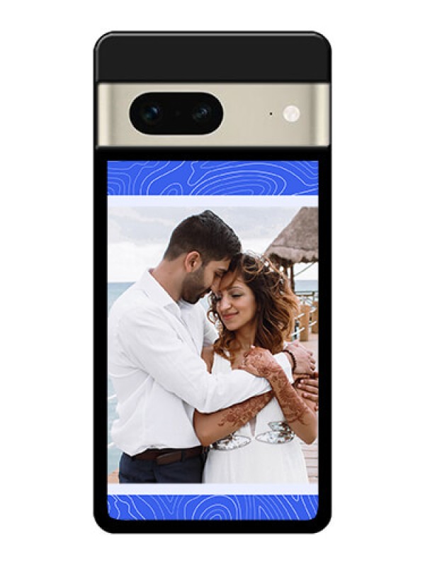 Custom Google Pixel 7 5G Custom Glass Phone Case - Curved Line Art With Blue And White Design