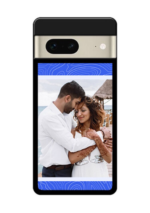 Google Pixel 7 5G Custom Glass Phone Case - Curved Line Art With Blue And White Design