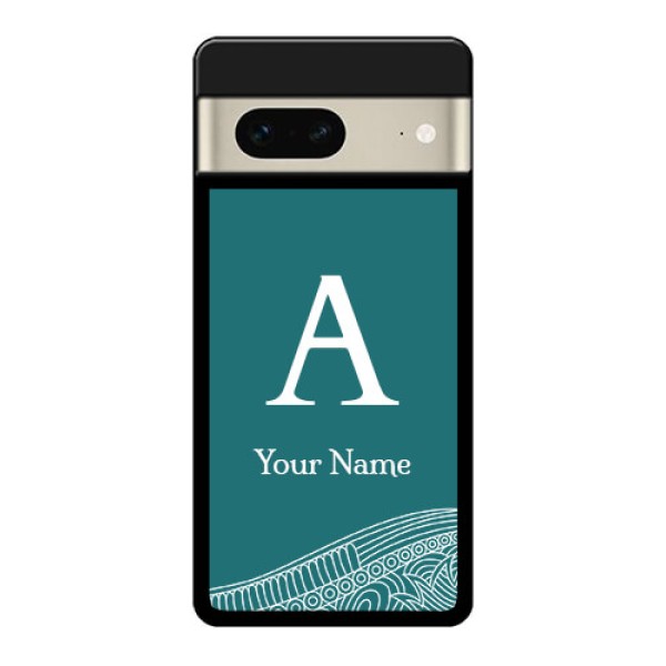 Google Pixel 7 5G Custom Glass Phone Case - Line Art Pattern With Custom Name Design