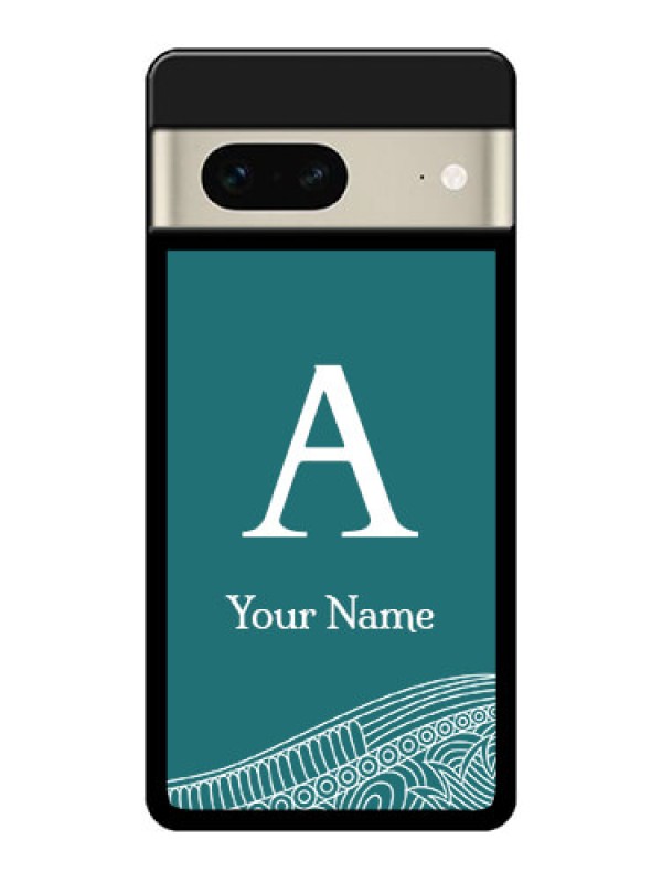 Custom Google Pixel 7 5G Custom Glass Phone Case - Line Art Pattern With Custom Name Design
