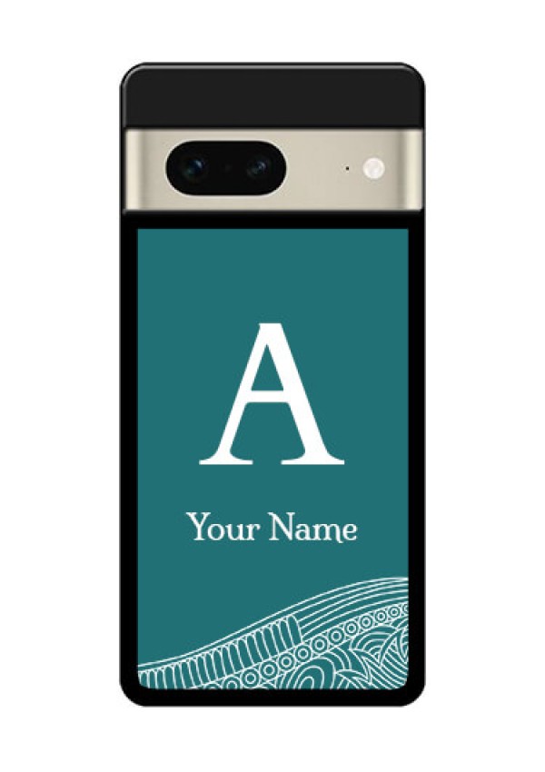 Google Pixel 7 5G Custom Glass Phone Case - Line Art Pattern With Custom Name Design