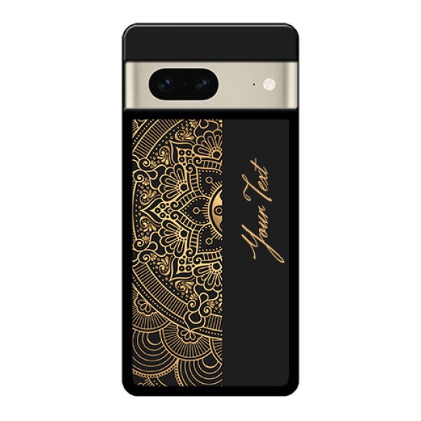 Google Pixel 7 5G Custom Glass Phone Case - Mandala Art With Custom Text Design