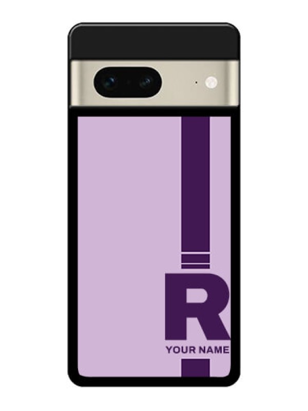 Custom Google Pixel 7 5G Custom Glass Phone Case - Simple Dual Tone Stripe With Name Design