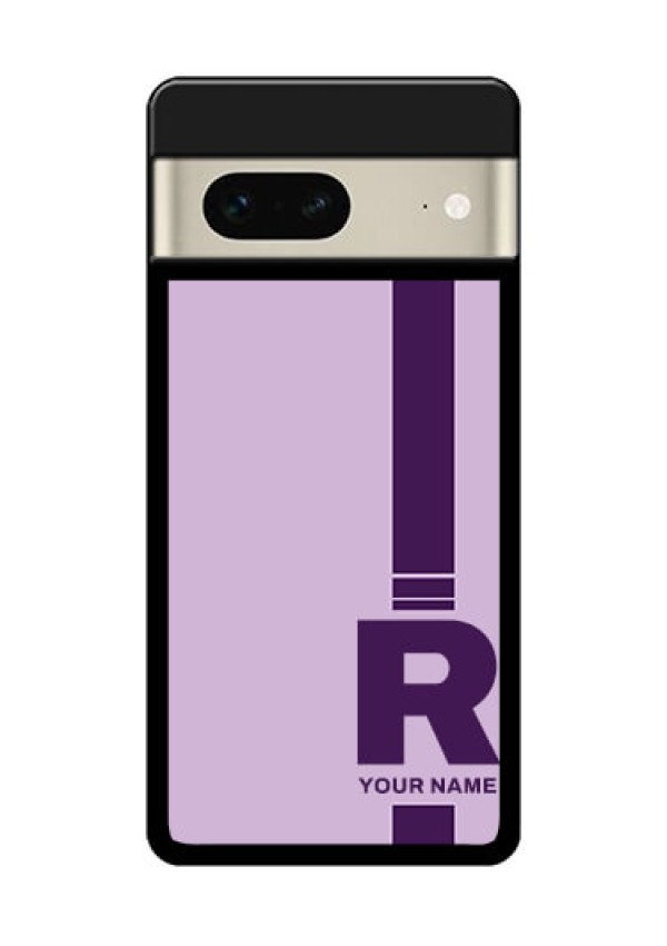 Google Pixel 7 5G Custom Glass Phone Case - Simple Dual Tone Stripe With Name Design