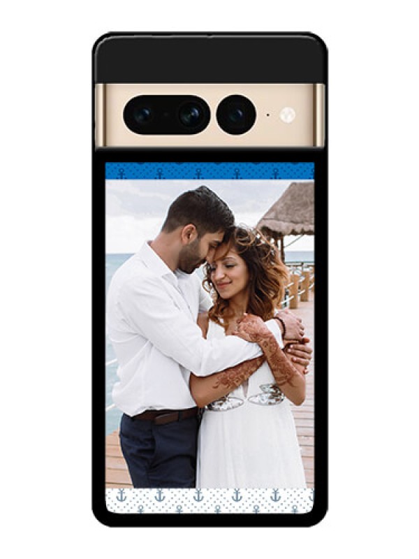 Custom Google Pixel 7 Pro 5G Custom Glass Phone Case - Blue Anchors Design