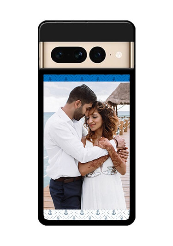 Google Pixel 7 Pro 5G Custom Glass Phone Case - Blue Anchors Design