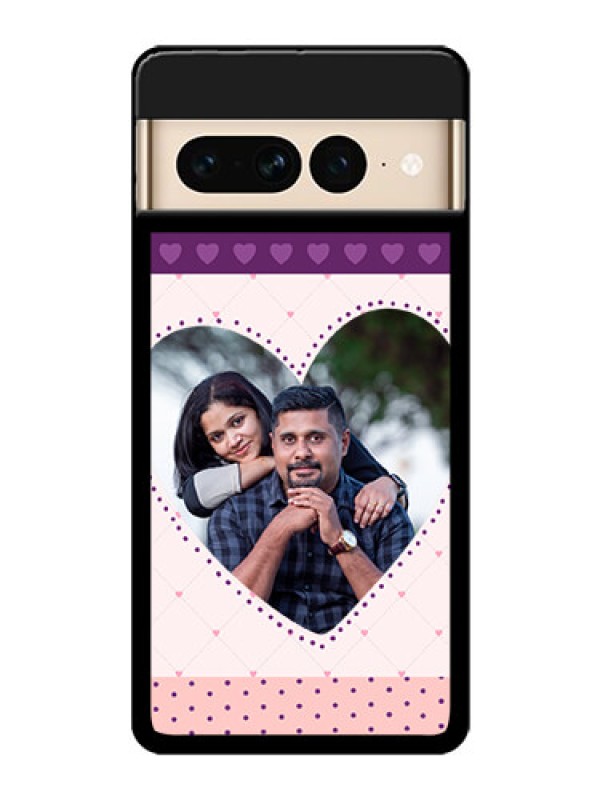 Custom Google Pixel 7 Pro 5G Custom Glass Phone Case - Violet Love Dots Design
