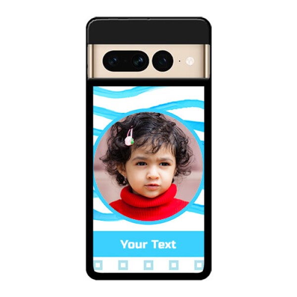Google Pixel 7 Pro 5G Custom Glass Phone Case - Simple Blue Case Design
