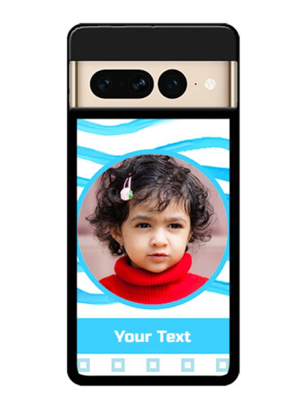 Custom Google Pixel 7 Pro 5G Custom Glass Phone Case - Simple Blue Case Design