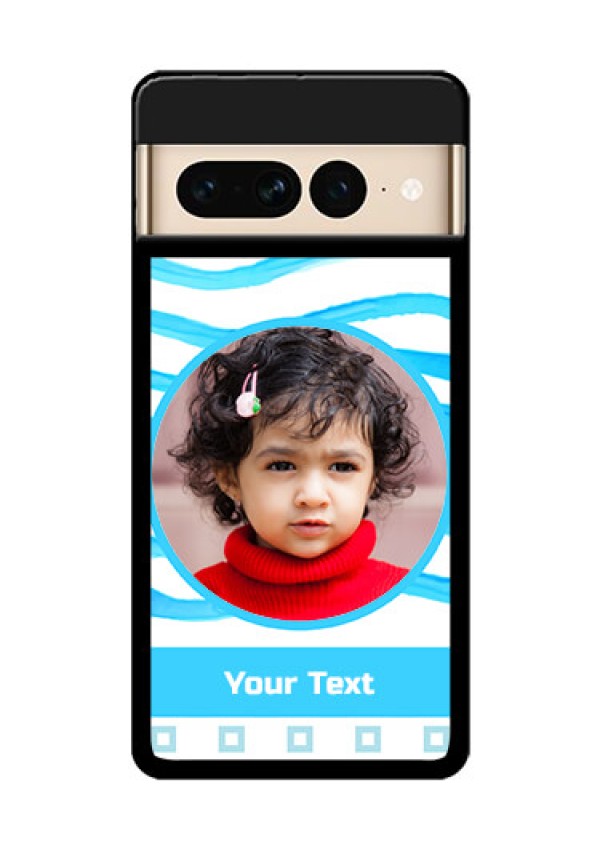 Google Pixel 7 Pro 5G Custom Glass Phone Case - Simple Blue Case Design