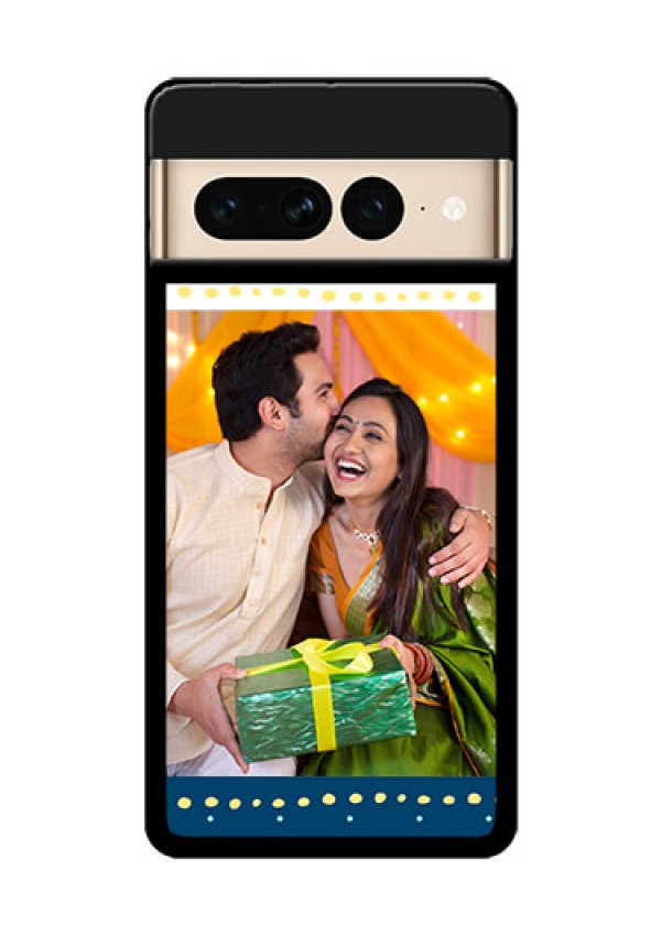 Google Pixel 7 Pro 5G Custom Glass Phone Case - White And Blue Abstract Design