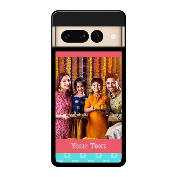 Google Pixel 7 Pro 5G Custom Glass Phone Case - Peach & Blue Color Design