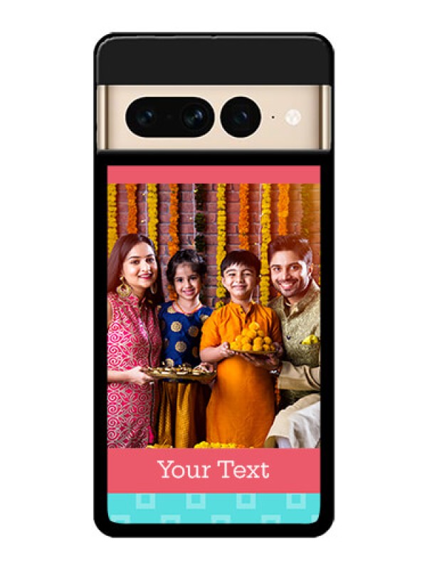 Custom Google Pixel 7 Pro 5G Custom Glass Phone Case - Peach & Blue Color Design