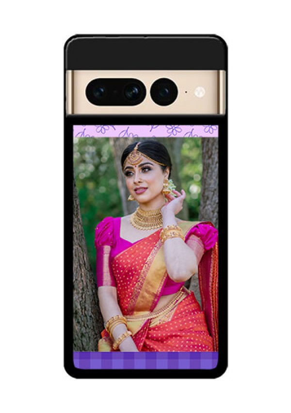 Google Pixel 7 Pro 5G Custom Glass Phone Case - Purple Floral Design