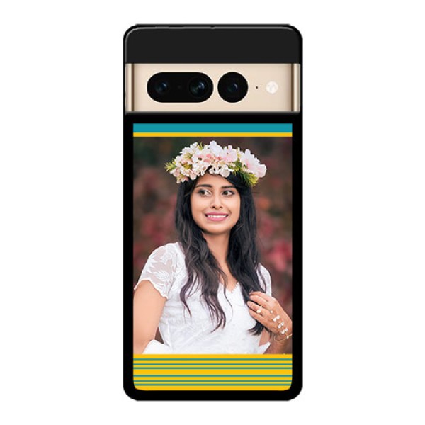 Google Pixel 7 Pro 5G Custom Glass Phone Case - Yellow & Blue Design
