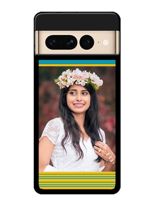 Custom Google Pixel 7 Pro 5G Custom Glass Phone Case - Yellow & Blue Design
