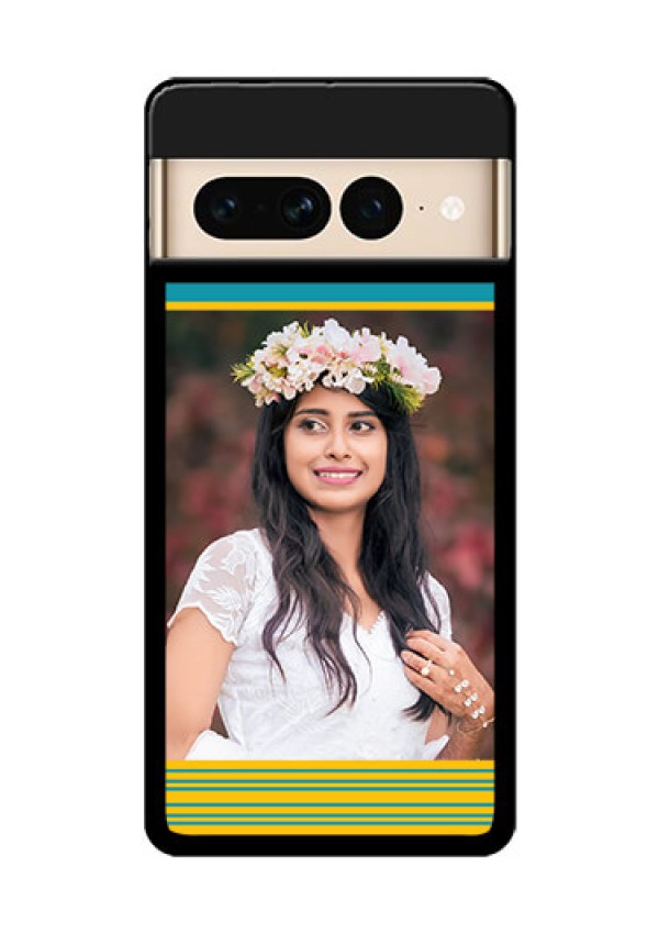 Google Pixel 7 Pro 5G Custom Glass Phone Case - Yellow & Blue Design
