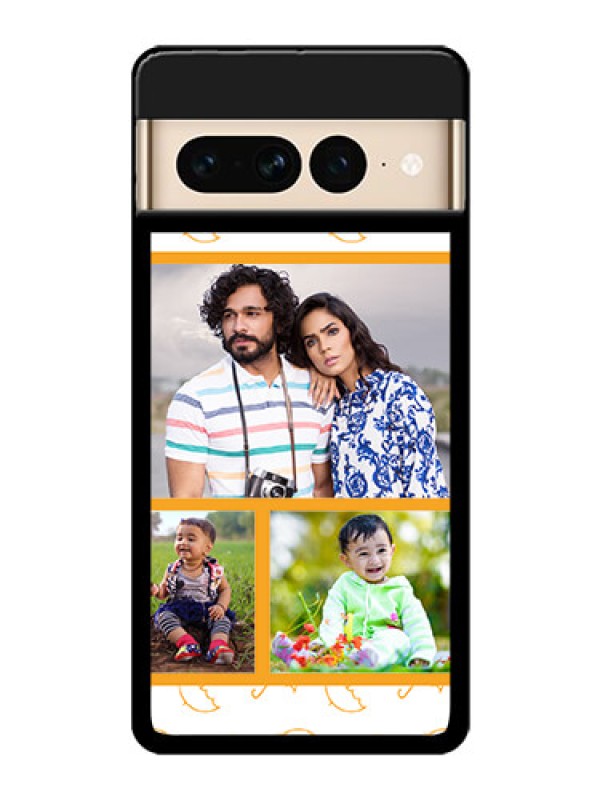 Custom Google Pixel 7 Pro 5G Custom Glass Phone Case - Yellow Pattern Design