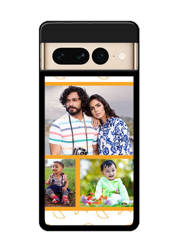 Google Pixel 7 Pro 5G Custom Glass Phone Case - Yellow Pattern Design