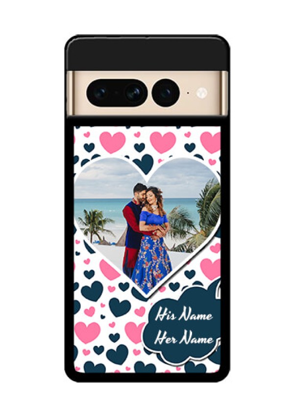 Google Pixel 7 Pro 5G Custom Glass Phone Case - Pink & Blue Heart Design