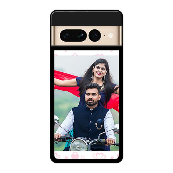Google Pixel 7 Pro 5G Custom Glass Phone Case - Pink Flying Heart Design