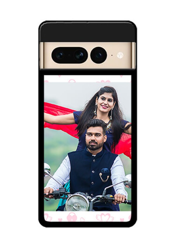 Google Pixel 7 Pro 5G Custom Glass Phone Case - Pink Flying Heart Design