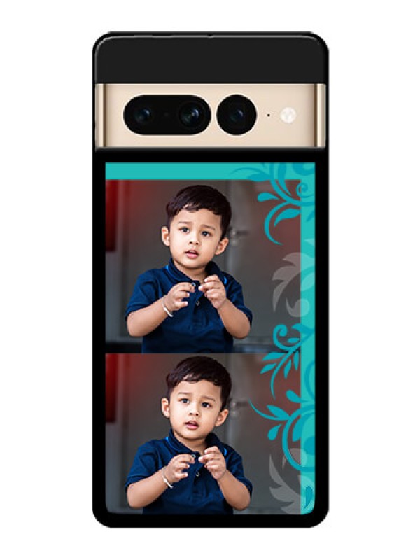 Custom Google Pixel 7 Pro 5G Custom Glass Phone Case - With Photo And Green Floral Design