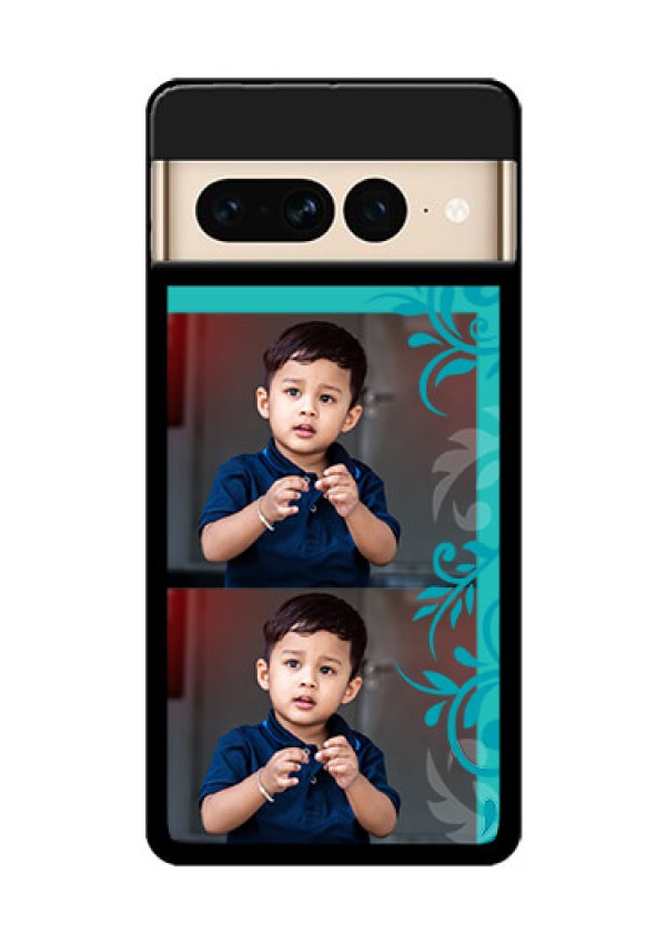 Google Pixel 7 Pro 5G Custom Glass Phone Case - With Photo And Green Floral Design