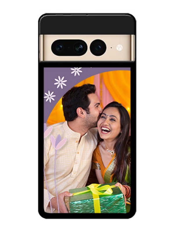 Custom Google Pixel 7 Pro 5G Custom Glass Phone Case - Lavender Flowers Design