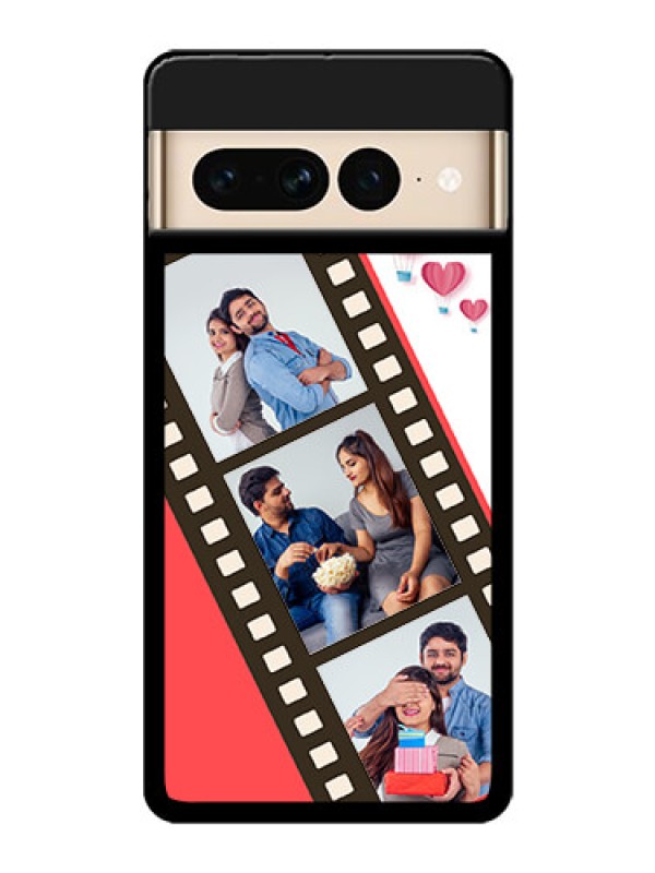 Custom Google Pixel 7 Pro 5G Custom Glass Phone Case - 3 Image Holder With Film Reel