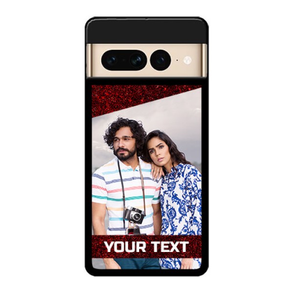 Google Pixel 7 Pro 5G Custom Glass Phone Case - Image Holder With Glitter Strip Design