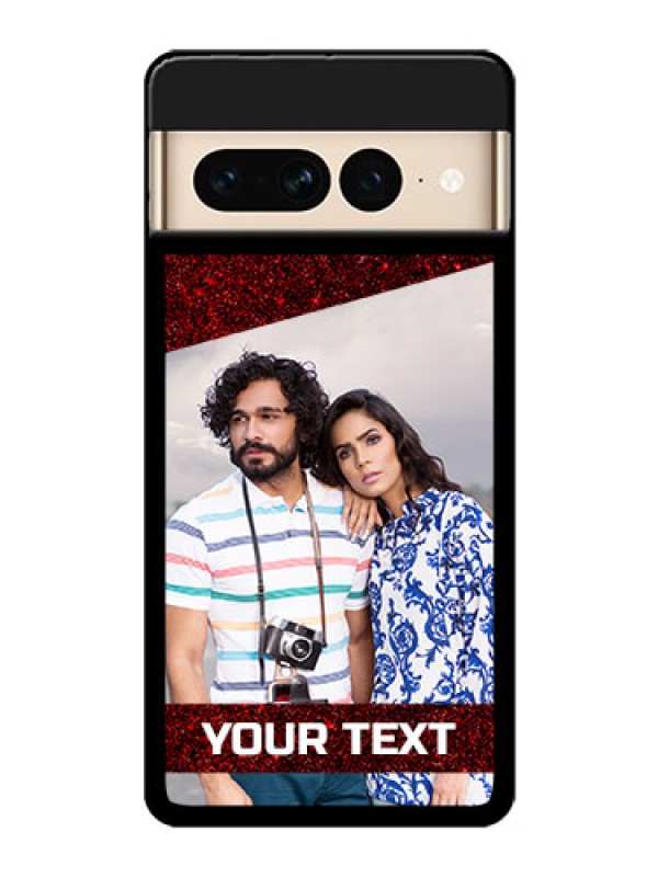 Custom Google Pixel 7 Pro 5G Custom Glass Phone Case - Image Holder With Glitter Strip Design
