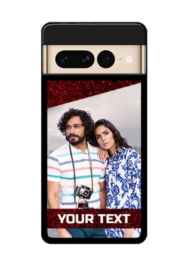 Google Pixel 7 Pro 5G Custom Glass Phone Case - Image Holder With Glitter Strip Design