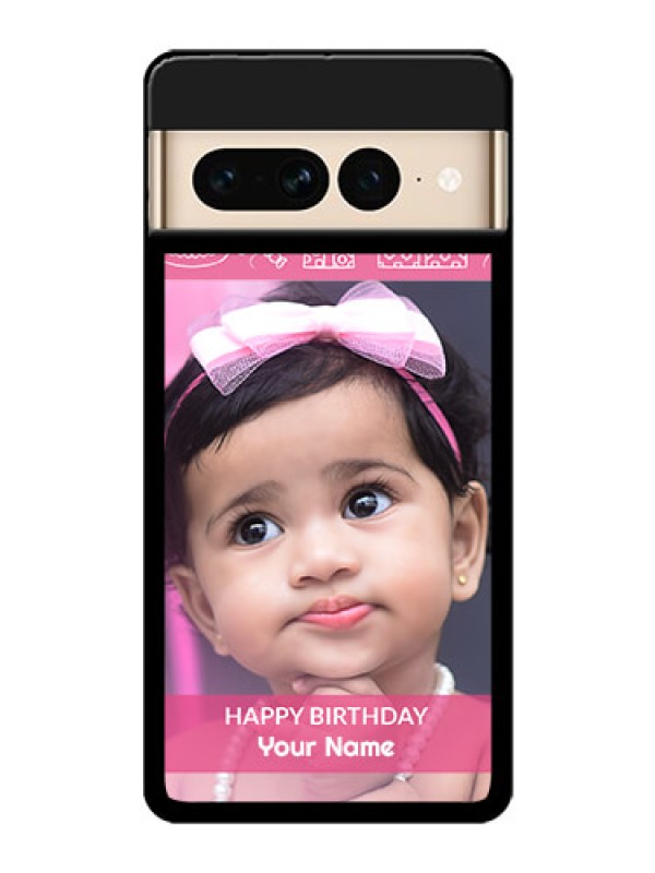 Custom Google Pixel 7 Pro 5G Custom Glass Phone Case - With Birthday Line Art Design