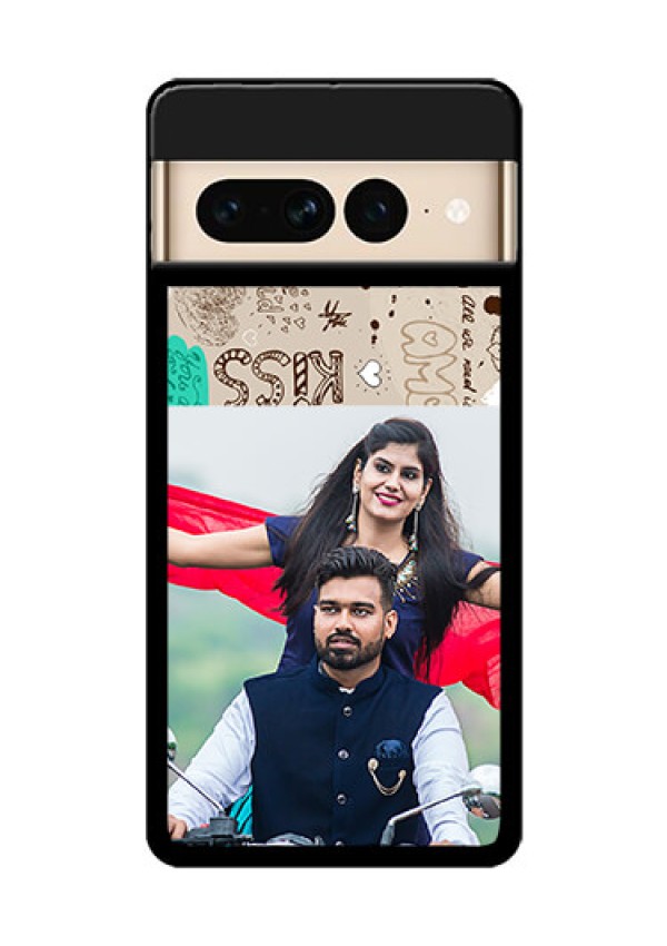 Google Pixel 7 Pro 5G Custom Glass Phone Case - Love Doodle Pattern
