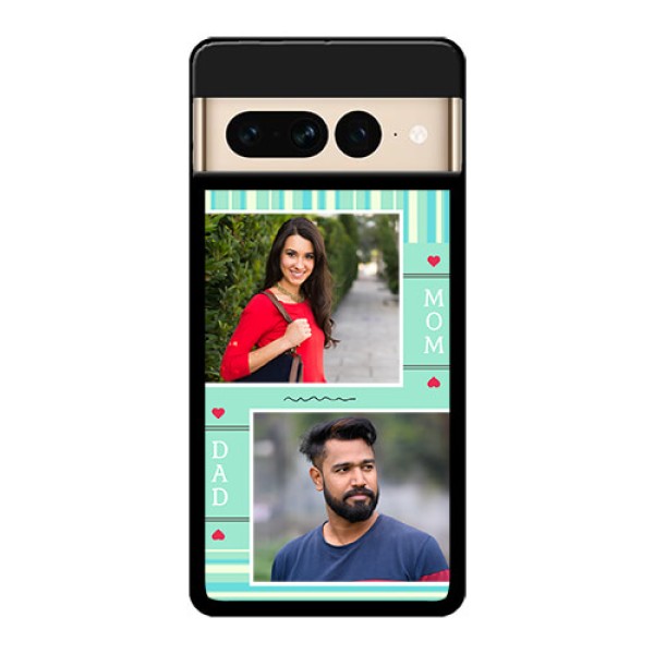 Google Pixel 7 Pro 5G Custom Glass Phone Case - Mom & Dad Pic Design