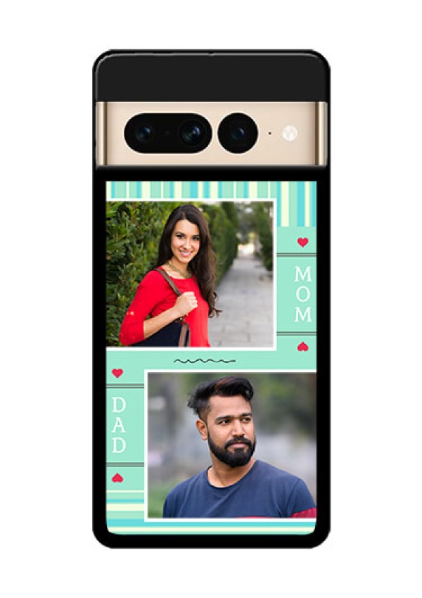 Google Pixel 7 Pro 5G Custom Glass Phone Case - Mom & Dad Pic Design