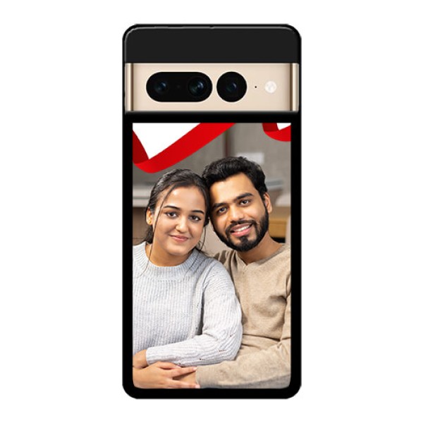 Google Pixel 7 Pro 5G Custom Glass Phone Case - Red Ribbon Frame Design