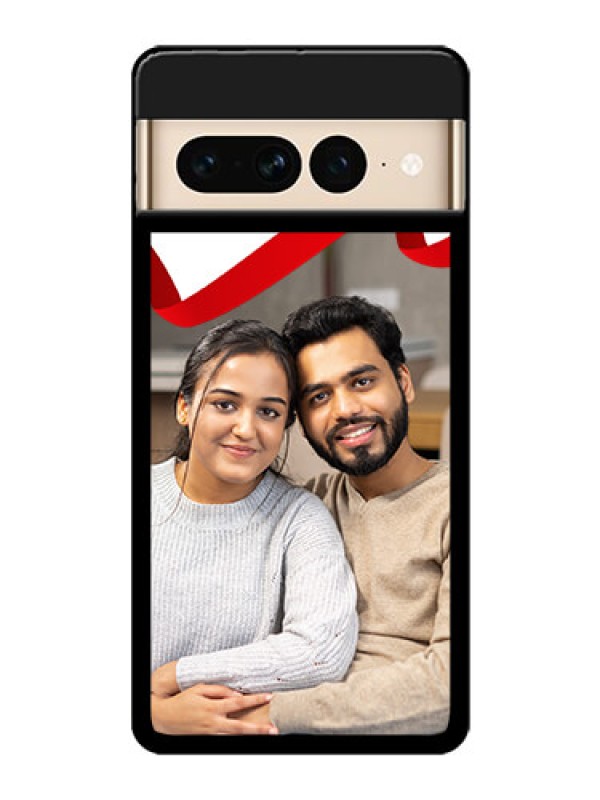 Custom Google Pixel 7 Pro 5G Custom Glass Phone Case - Red Ribbon Frame Design