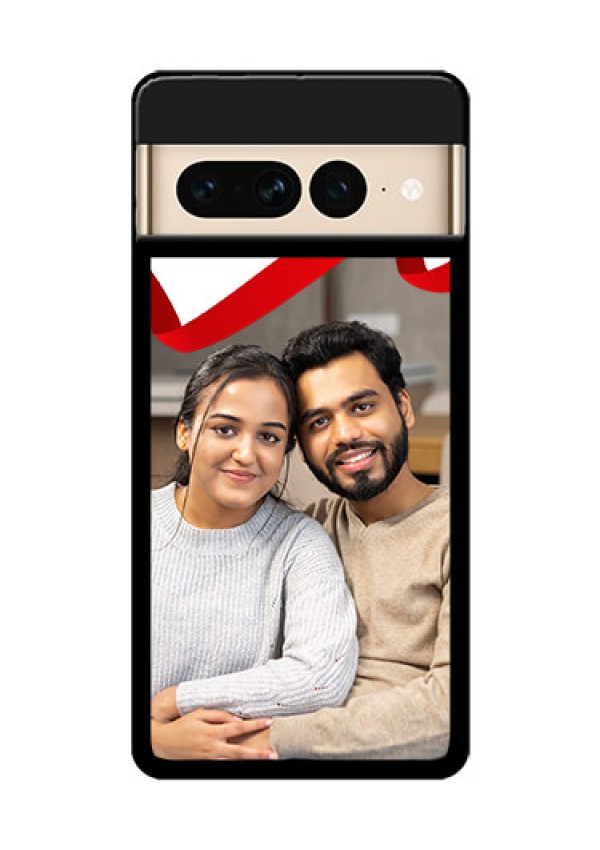 Google Pixel 7 Pro 5G Custom Glass Phone Case - Red Ribbon Frame Design