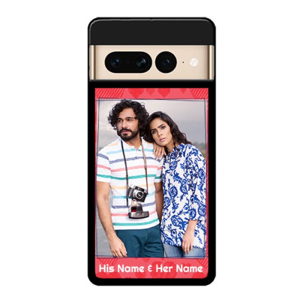 Google Pixel 7 Pro 5G Custom Glass Phone Case - With Red Heart Symbols Design