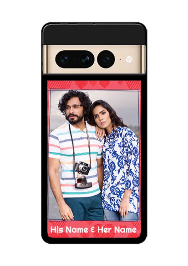 Google Pixel 7 Pro 5G Custom Glass Phone Case - With Red Heart Symbols Design