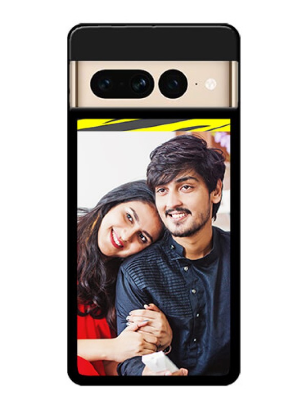 Custom Google Pixel 7 Pro 5G Custom Glass Phone Case - Yellow Abstract Design