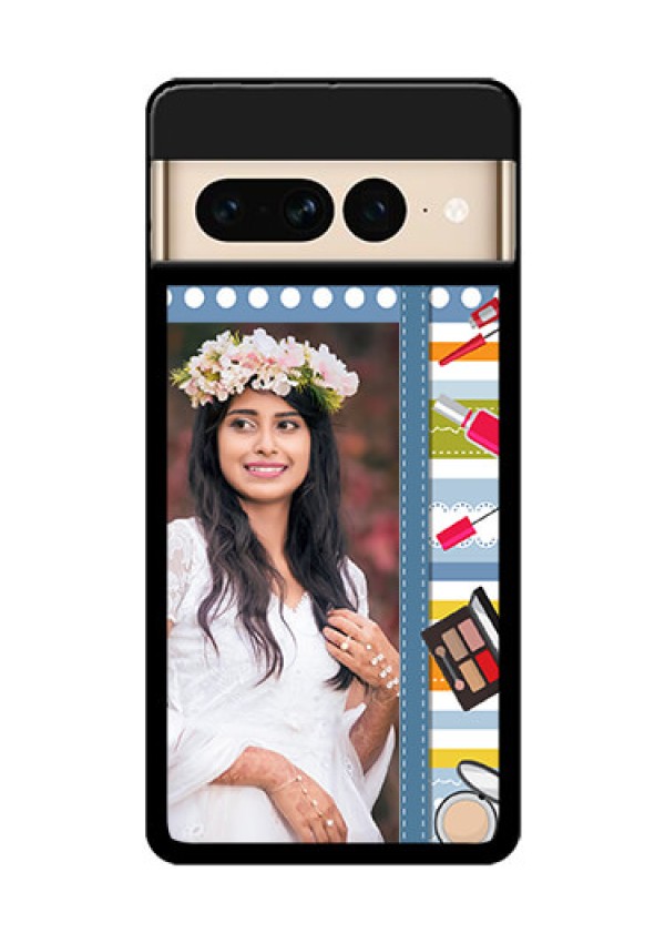 Google Pixel 7 Pro 5G Custom Glass Phone Case - Makeup Icons Design