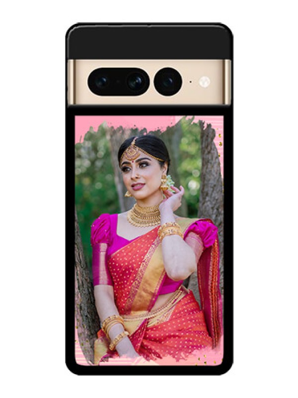 Custom Google Pixel 7 Pro 5G Custom Glass Phone Case - Gold Glitter Splash Design