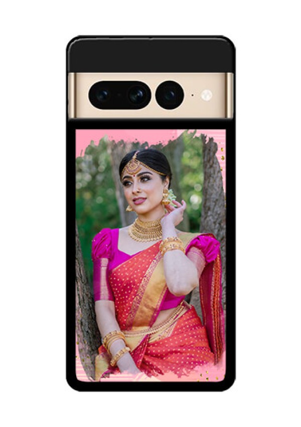 Google Pixel 7 Pro 5G Custom Glass Phone Case - Gold Glitter Splash Design