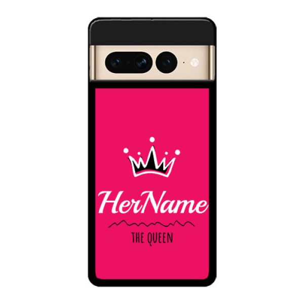 Google Pixel 7 Pro 5G Custom Glass Phone Case - Queen With Name Design