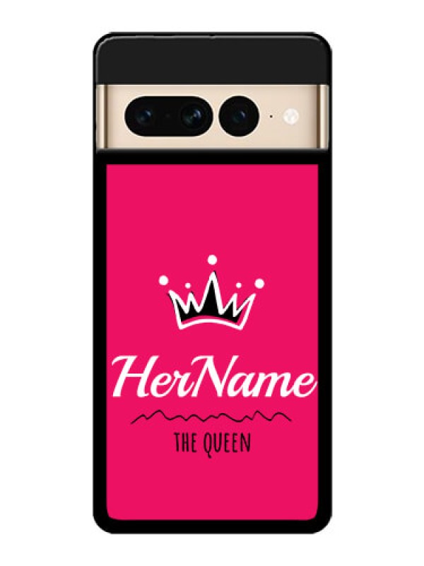 Custom Google Pixel 7 Pro 5G Custom Glass Phone Case - Queen With Name Design