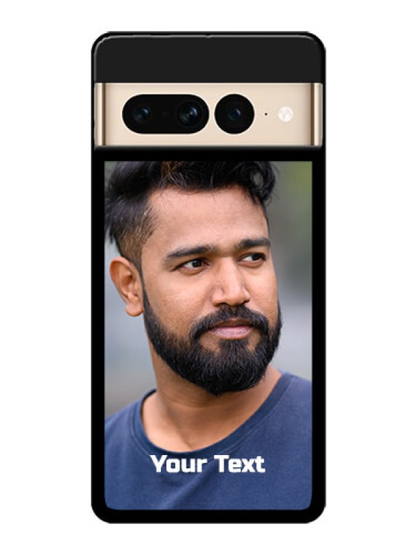 Custom Google Pixel 7 Pro 5G Custom Glass Phone Case - Photo With Text Design